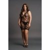 Le Désir High Neck Lace Mini Dress - Plus Size